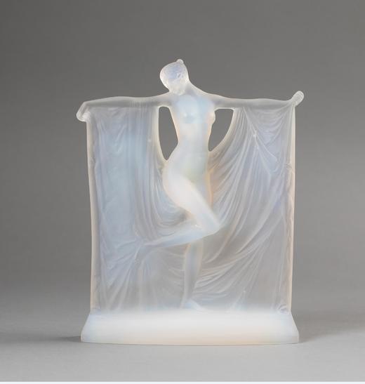 独角鹿西洋古董1925年法国顶级水晶工坊莱俪LALIQUE设计出品「SUZANNE 苏珊娜」主题欧泊水晶雕塑摆件 商品图0