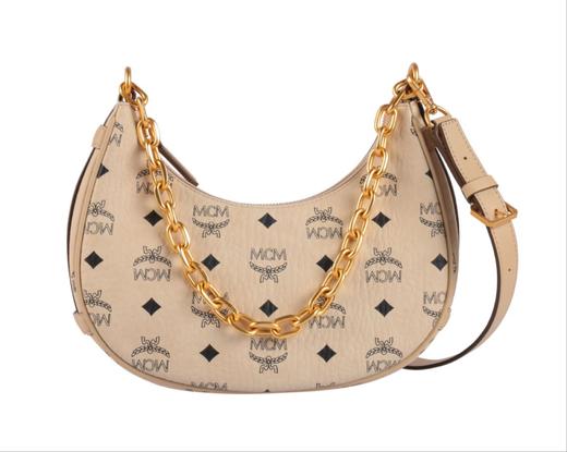 【超惠秒】MCM 女士 百搭经典米色小号真皮腋下包/单肩包12446 商品图0