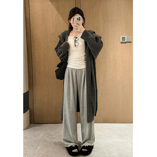 【个性时髦！柔软舒适】时尚减龄，糯米裤加绒阔腿裤子女秋冬季新款高腰宽松显瘦休闲裤慵懒风拖地裤。rb 商品图6