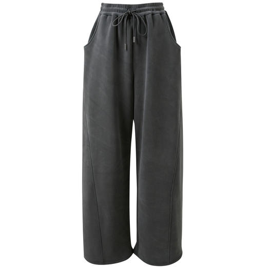 三彩2025冬季新款慵懒休闲裤高腰加绒保暖宽松阔腿裤长裤简约M 商品图4