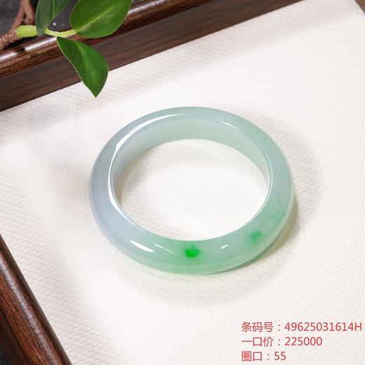 高货青绿色翡翠手镯 传家宝温润圆满中式翡翠手镯49625031614H（一口价） 商品图1