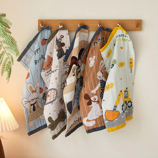 【品牌直发】加倍生活 A类全棉四层卡通纱布童巾 2/3条装 25*50cm儿童毛巾 柔软婴幼童巾 吸水速干不掉毛洗脸巾 商品图4