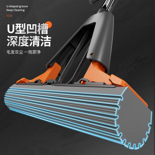 佳帮手扫除道28T1对折胶棉拖把-灰橙1只头JBS-JMTB-28T1-GOG1P 商品图5