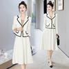 LDB7103秋季时尚气质黑白枣红优雅小香风收腰上衣裙子职业套装 商品缩略图2