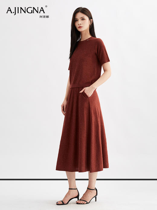 【松弛舒适】阿菁娜简约廓形圆领亚麻绵羊毛针织衫F30Q301018 商品图2