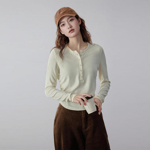 baozro法式亨利领针织打底衫FS-1635 商品图1