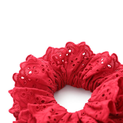 三彩2025新款甜美红色蕾丝镂空花边发圈通勤经典约会头饰氛围感女 商品图4