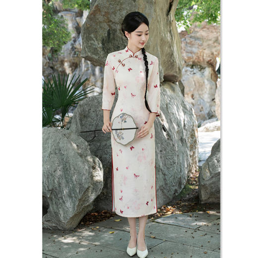 SKY 209648素雅中式长款七分袖旗袍裙 商品图3