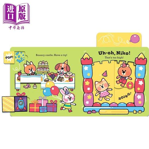 【中商原版】尼可熊 生日派对 Uh-Oh Niko Birthday Party 英文原版 儿童互动纸板书 亲子绘本 有推拉式滑块和翻页 进口童书 商品图4