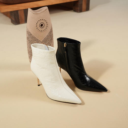 Westory2025年冬季极简尖头高跟靴通勤宴会百搭短靴W25DS85291 商品图0
