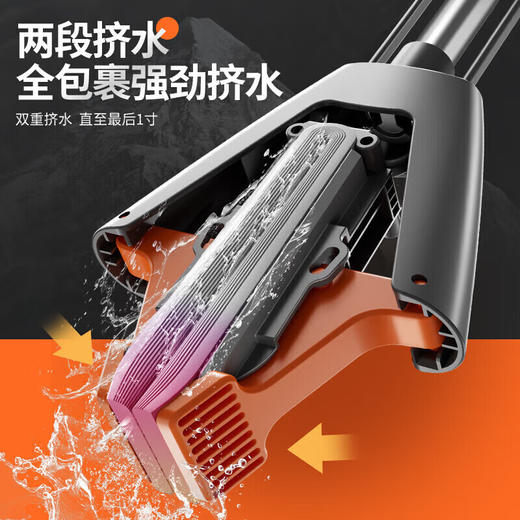 佳帮手扫除道28T1对折胶棉拖把-灰橙1只头JBS-JMTB-28T1-GOG1P 商品图1