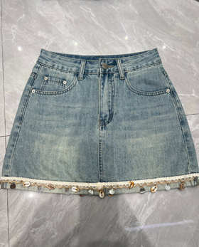 【门店同款】ENJOY夏季贝壳饰边牛仔短裙 162894553