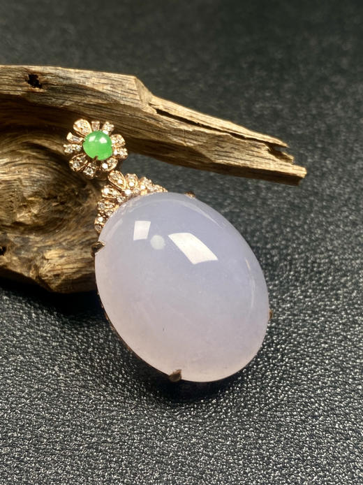 【FC0182】18K金镶嵌翡翠紫罗兰蛋面吊坠 水润光泽  玉质细腻 美观素雅 商品图0