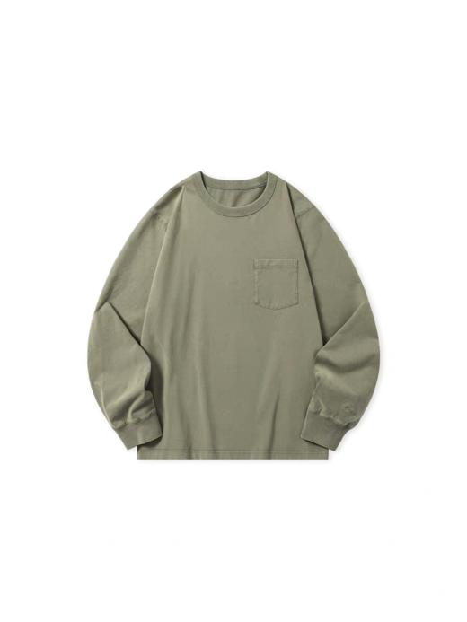 Evistub/E-4DCX926/成衣染作旧打底长袖Tee（卡其绿色实物偏棕色，存在色差） 商品图2
