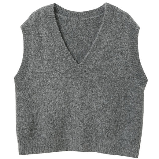 三彩2025冬季新款宽松V领针织衫无袖叠穿马甲背心套头衫上衣M 商品图4