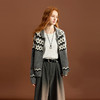 三彩2025冬季新款慵懒宽松针织衫长袖提花开衫复古上衣显瘦百搭M 商品缩略图3
