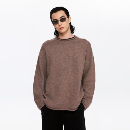 oneup全羊毛卷边圆领毛衣 商品图2