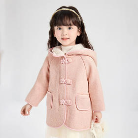 笛莎Deesha 童装女童外套2025冬新款女童优雅立体小花装饰绒外套