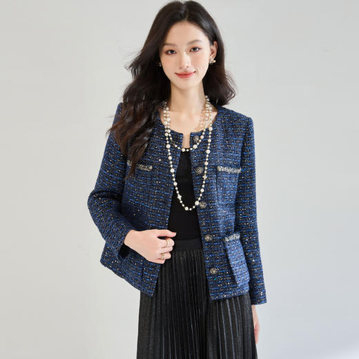 「高货sh」全新升级【铂金会员339/天猫459/差价120】(03541)洛诗琳气质粗花呢编织外套2025秋季时尚小香风外套女 商品图0