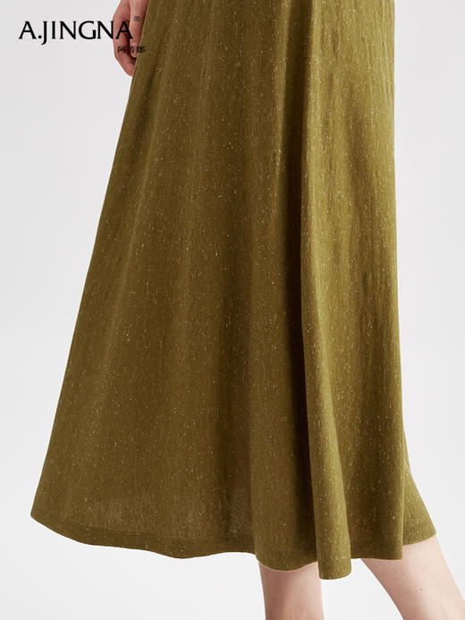 【松弛慵懒】阿菁娜亚麻绵羊毛混纺中长款半身裙F30Q313002 商品图5