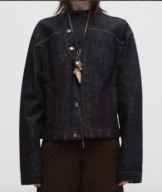 出逃赤岗西/25AWW155/复古不对称丹宁蓝竹节原牛牛仔外套 商品图0