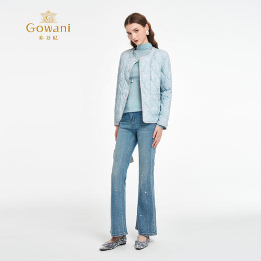 乔万尼2025新品轻盈感新中式缎面提花小香风短款羽绒服ED1T903 商品图1