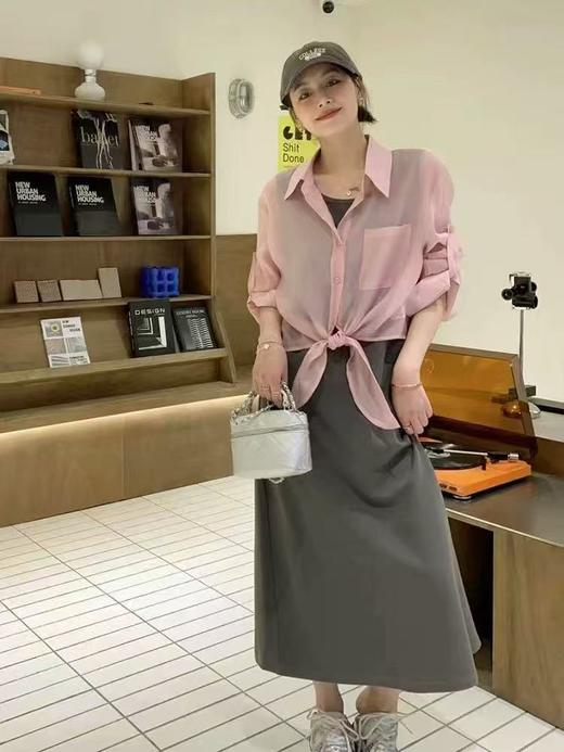 【清仓特卖】74%天丝粉色夏季薄款单件系结衬衫-喜出 商品图0