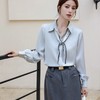 「自」全新升级【铂金会员146/天猫199/差价53】(02222)洛诗琳法式复古飘带长袖衬衫2025新款秋季宽松通勤雪纺上衣 商品缩略图2