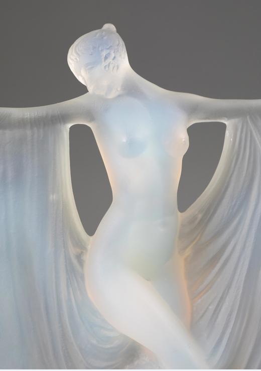 独角鹿西洋古董1925年法国顶级水晶工坊莱俪LALIQUE设计出品「SUZANNE 苏珊娜」主题欧泊水晶雕塑摆件 商品图4