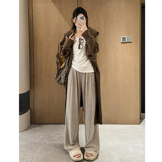 【个性时髦！柔软舒适】时尚减龄，糯米裤加绒阔腿裤子女秋冬季新款高腰宽松显瘦休闲裤慵懒风拖地裤。rb 商品图4