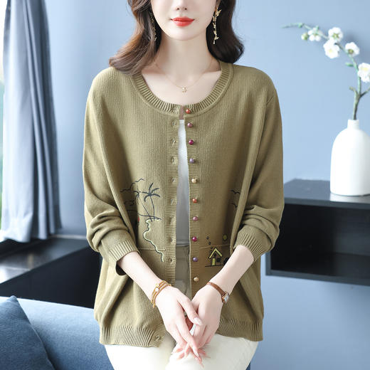 CC 10-6613遮肚藏肉针织开衫时尚洋气显瘦毛衣外套 商品图0