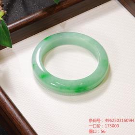 高货青绿色翡翠手镯 传家宝温润圆满中式翡翠手镯49625031609H（一口价）