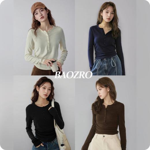 baozro法式亨利领针织打底衫FS-1635 商品图0