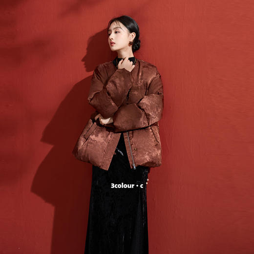 三彩【松烟入画】2025冬季新款90白鹅绒羽绒服宽松外套保暖复古C 商品图1