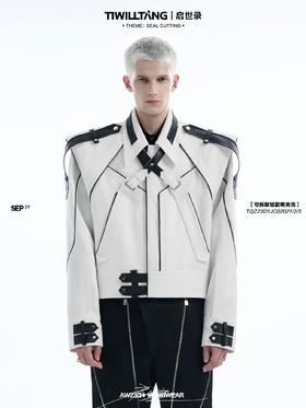 TIWILLTANG启世录“光寂翎锢”结构拼接可拆卸短呢重工夹克外套