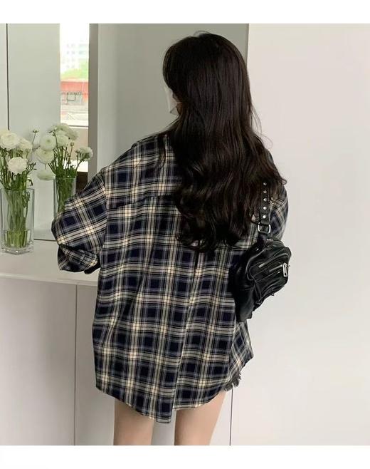 【秋上新】吉妮品牌 001A藏青色格子衬衫-喜出 商品图4