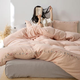 超柔裸感贴身天丝棉麻四件套 天丝+棉+亚麻无印风简约套件