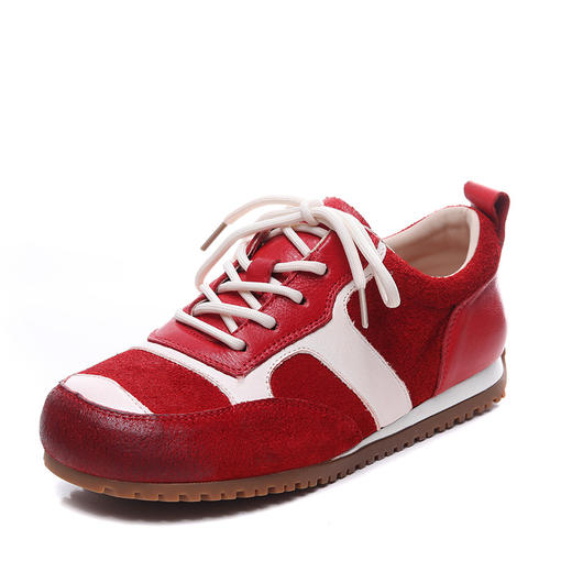 FR 85095韩版复古真皮德训鞋拼色芭蕾搭扣阿甘鞋 商品图4