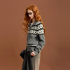三彩2025冬季新款慵懒宽松针织衫长袖提花开衫复古上衣显瘦百搭M 商品缩略图1