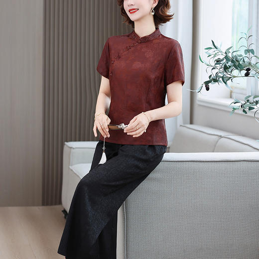 A34803保证舒适气质中年女新款夏季国风显瘦时尚提花香云纱两件套装 商品图3