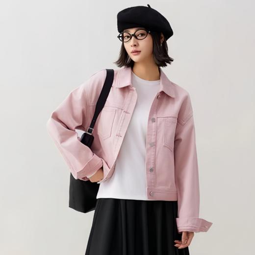 【LONGNVFAIR彩棉牛仔夹克外套】纯棉牛仔面料 柔软亲肤 时尚百搭 挺阔有型 商品图0