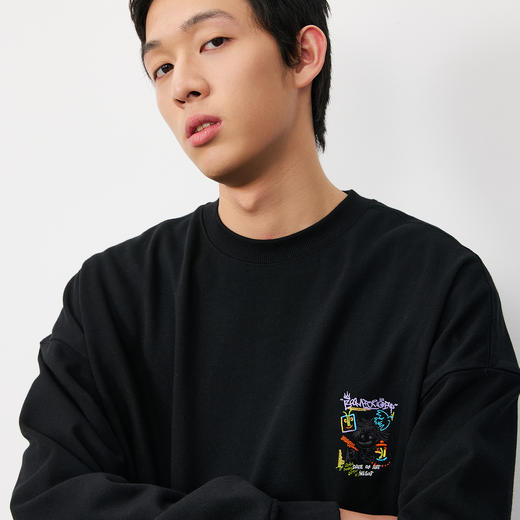 潮牌【博物馆系列】彩色绣线涂鸦印花长袖卫衣宽松舒适NP57ST45 商品图2