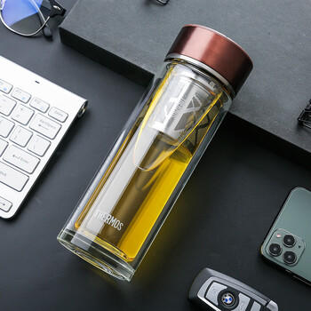 膳魔师（THERMOS）双层玻璃杯400ml高硼硅水杯子茶水分离茶杯带茶漏TCGD-400-D-BW 商品图6