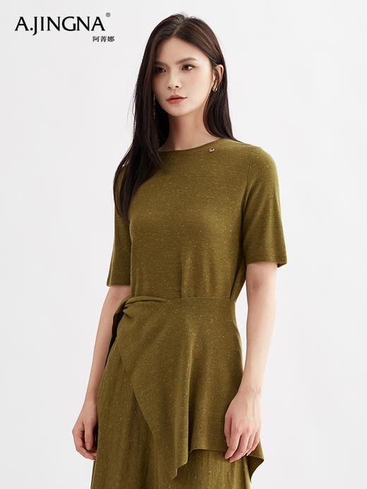 【松弛舒适】阿菁娜简约廓形圆领亚麻绵羊毛针织衫F30Q301018 商品图5