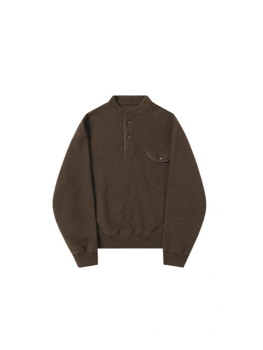 EviStub/E-3DWY61/菱格半开襟亲肤舒适无领套头卫衣 商品图3