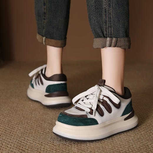 FR 85091复古单鞋轻便厚底松糕休闲鞋系带运动鞋 商品图3