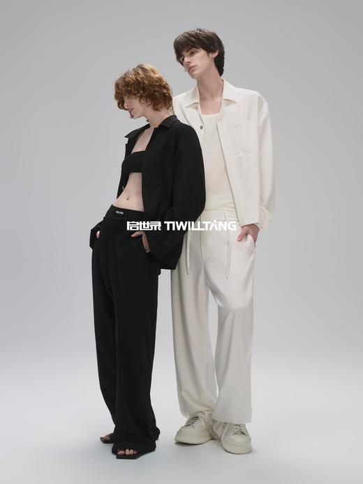 启世录TIWILLTANG“异境虚决”抗皱透气宽松慵懒异形长袖衬衫套装 商品图0