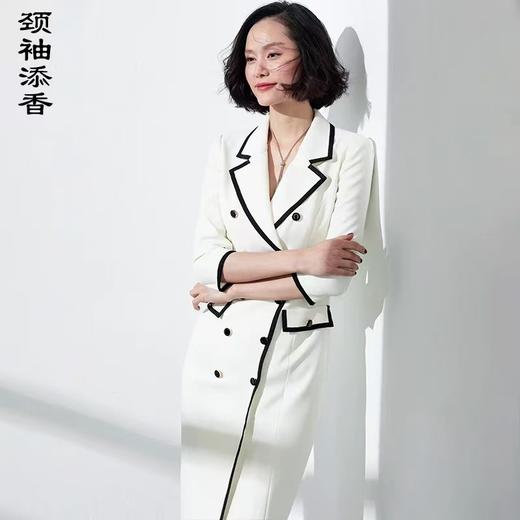 “ 财阀夫人” 新款短袖J9383911X颈袖添香装新款OL职业正装收腰显瘦包臀中长款西装领连衣裙J9383911T1X5 商品图2