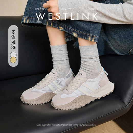 西遇芭蕾德训鞋女新款秋季百搭配裙子厚底小白鞋休闲运动鞋子V1857138 商品图0