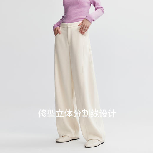 棉仓366618006-【弯刀裤】醋酸羊毛宽松长裤女25秋新品分割线设计显瘦休闲裤 商品图2